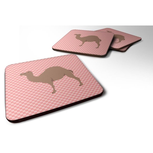 Carolines Treasures F1 Hybrid Camel Pink Check Foam Coaster, Set of 4 BB7819FC